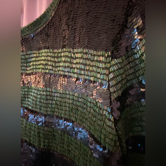 Stunning Fully Beaded & Sequined Emerald Green Mini Dress Silk - Picture 6 of 16